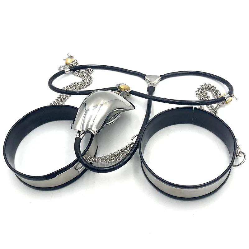 Мужской Пояс верности из нержавеющей стали + бедренное кольцо 2 шт. БДСМ