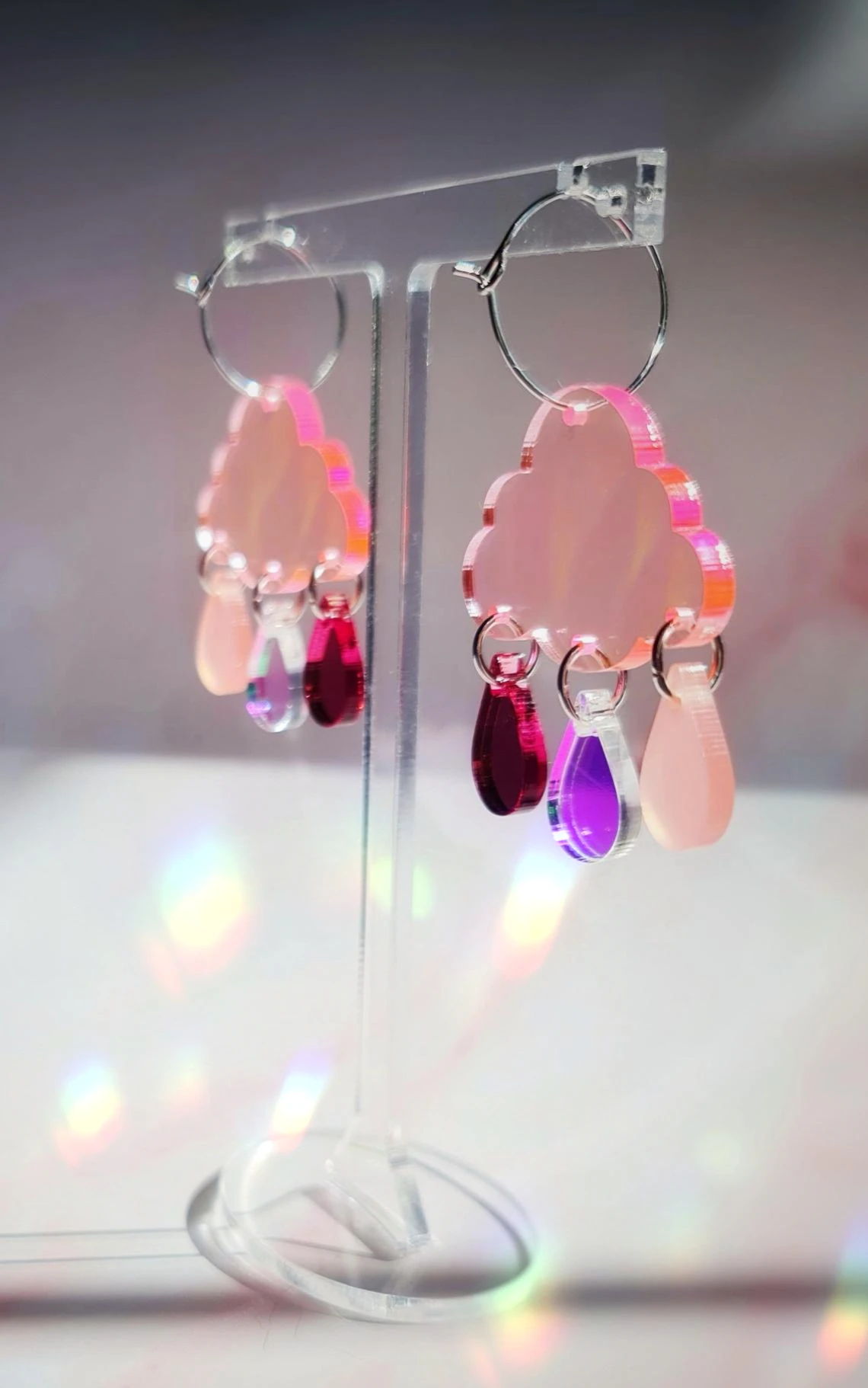 

Pink Cloud Earrings,Celestial Earrings,Cloud Jewelry,Space Earrings,Neon Pink Drop Earrings