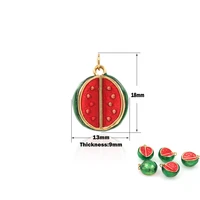 gold filled fruit three dimensional watermelon pendant diy handmade keychain earrings jewelry food making supplies accessories