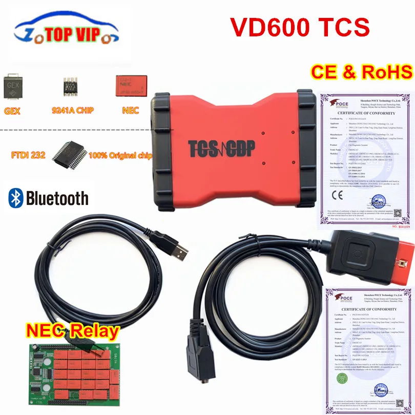 Новейший,1 VD600 OBDIICAT-CDP красный TCS плюс Bluetooth OBD2 диагностический инструмент Авто OBD Сканер Поддержка мультибрендовых автомобилей/грузовиков