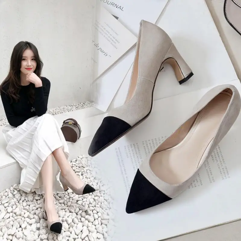

KemeKiss New Women High Heel Shies Mixed Color Real Leather Pointed Toe Pumps Women Party Footwear Size Size 34-40