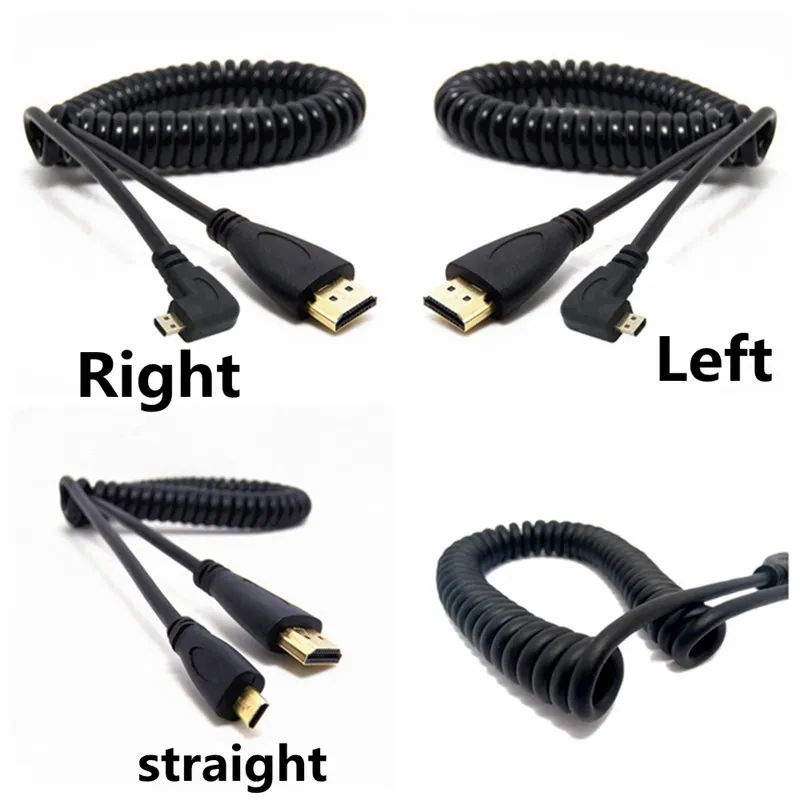 Micro HDMI совместимый удлинитель кабеля с пружиной HD кабель 90 градусов под углом
