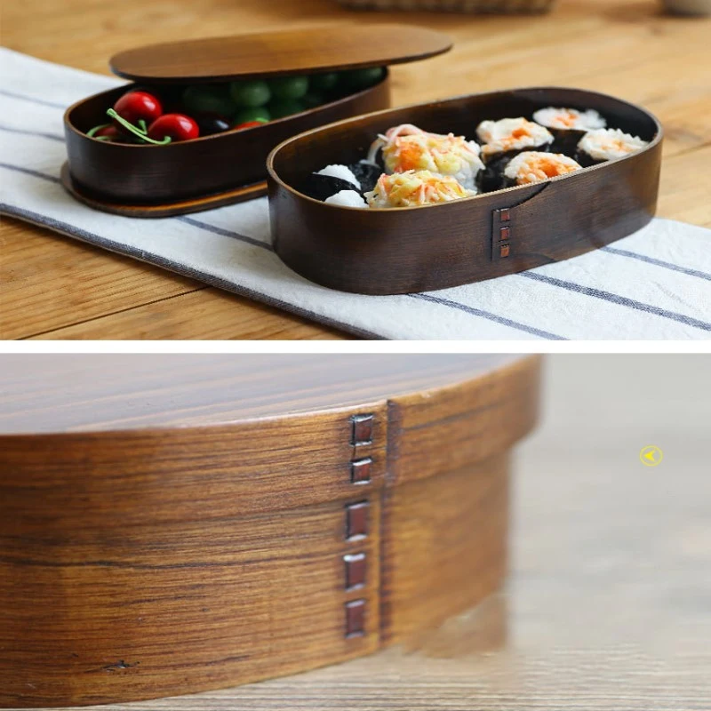 Портативный деревянный двухслойный Ланч бокс в стиле ретро школьный детский для