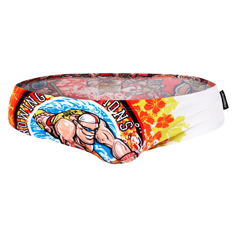 Men swimsuit-06 Мужской купальный костюм с рисунком из мультфильма, эластичная одежда для плавания, дышащие быстросохнущие плавки для плавания, облегающие сексуальные плавки для плавания, мужские - Цвет: Men swimsuit-06