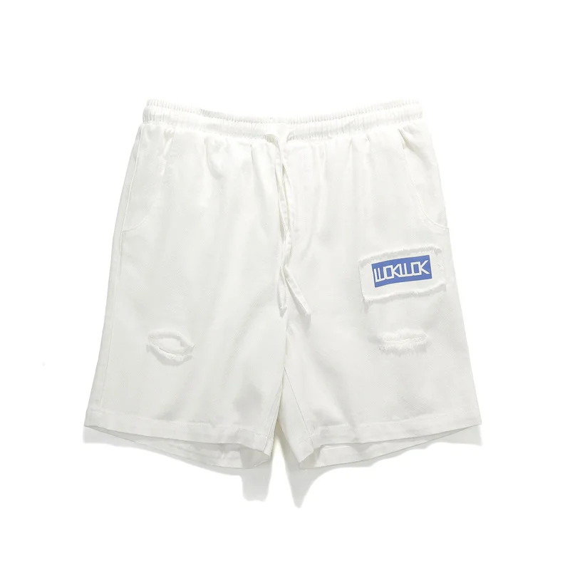 VIISHOW уличная одежда мужские шорты с белыми дырками Брендовые повседневные из 100%