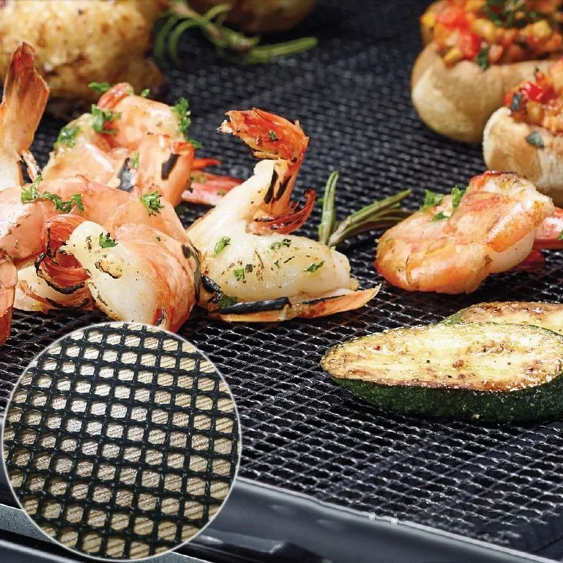 Security Grid BBQ Mat With Heat Resistance Mesh Grill Non-stick Barbecue Grilling Mats Baking For Outdoor Activities | Дом и сад