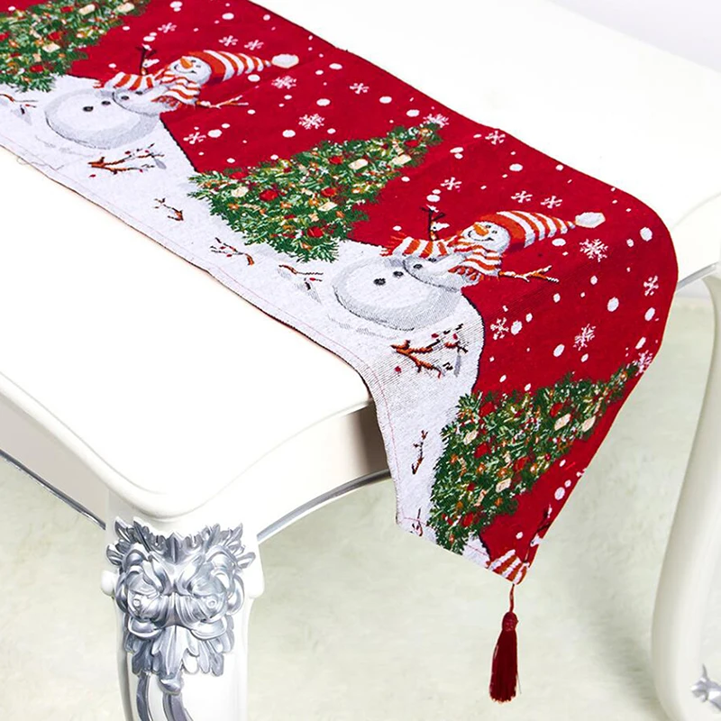 

Christmas Creative Print Table Runner High Quality Santa Claus Tapestry Red Table Runner Design Table Cloth Home Decoration