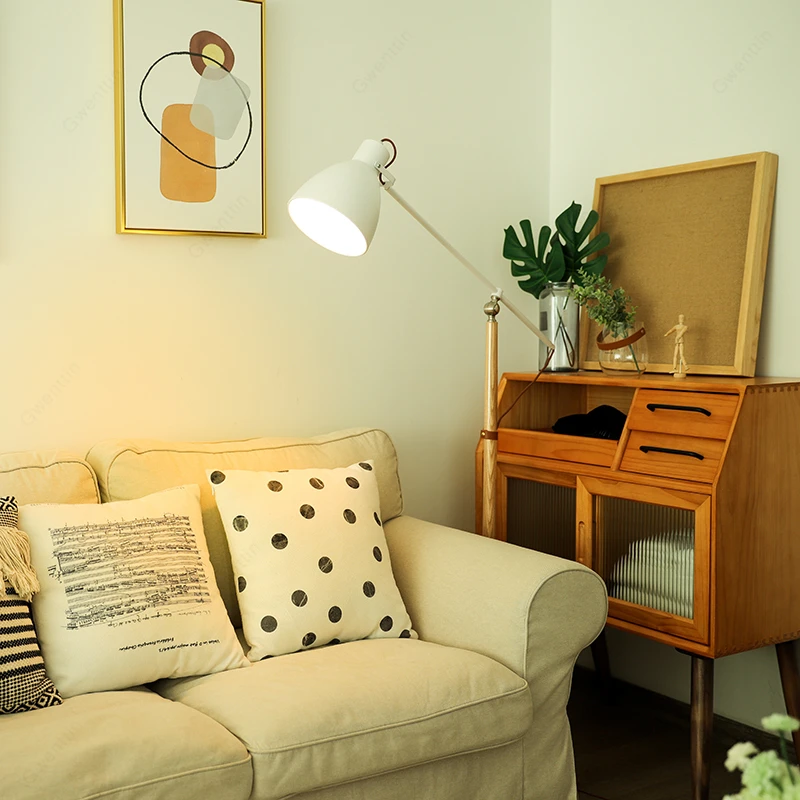 Скандинавский Железный деревянный напольный светильник для гостиной