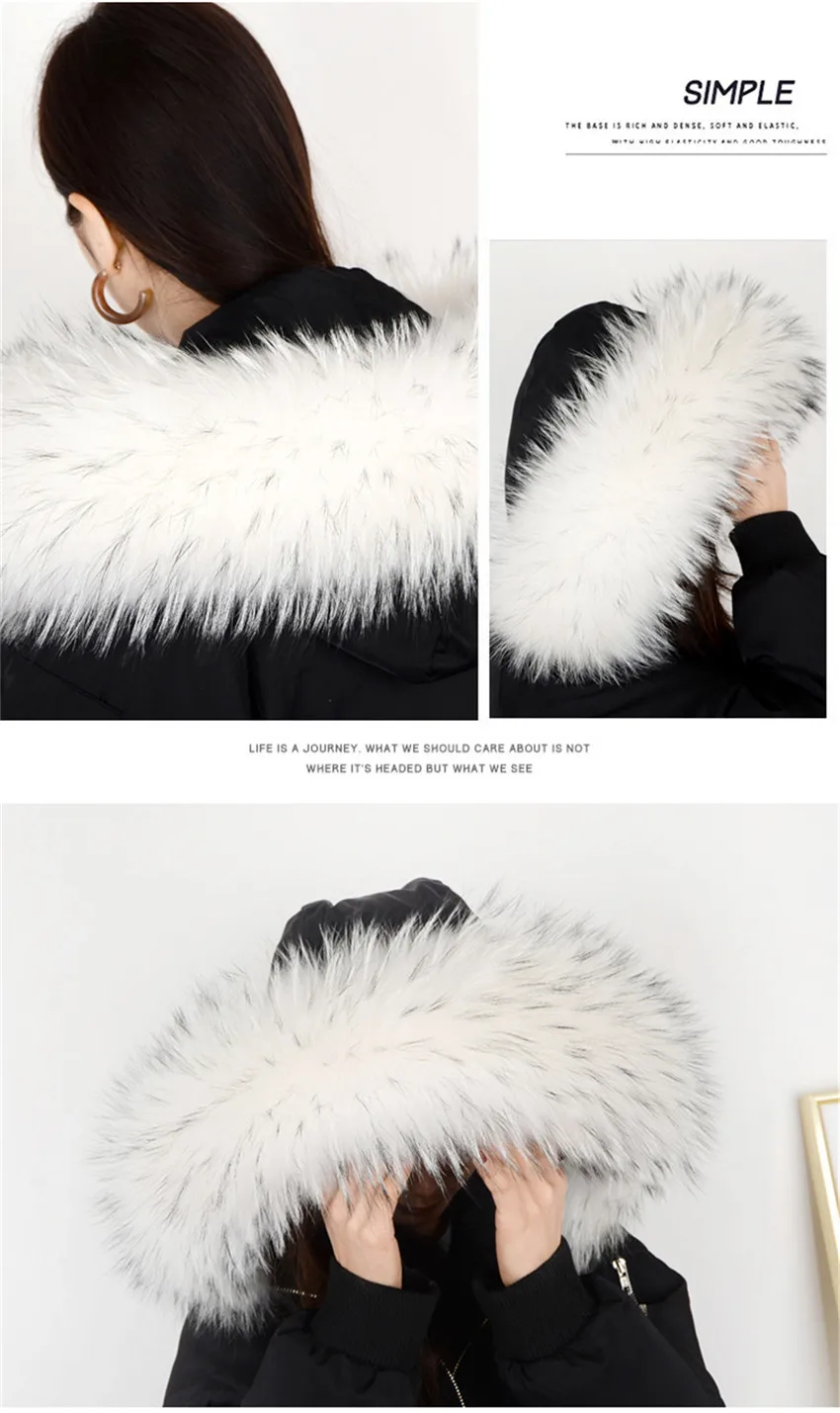 Winter Coat Female Neck Cap Long Warm Genuine Fur Scarf Big Size Neck scarf Fur Collar Real Raccoon Fur Women Scarves L44