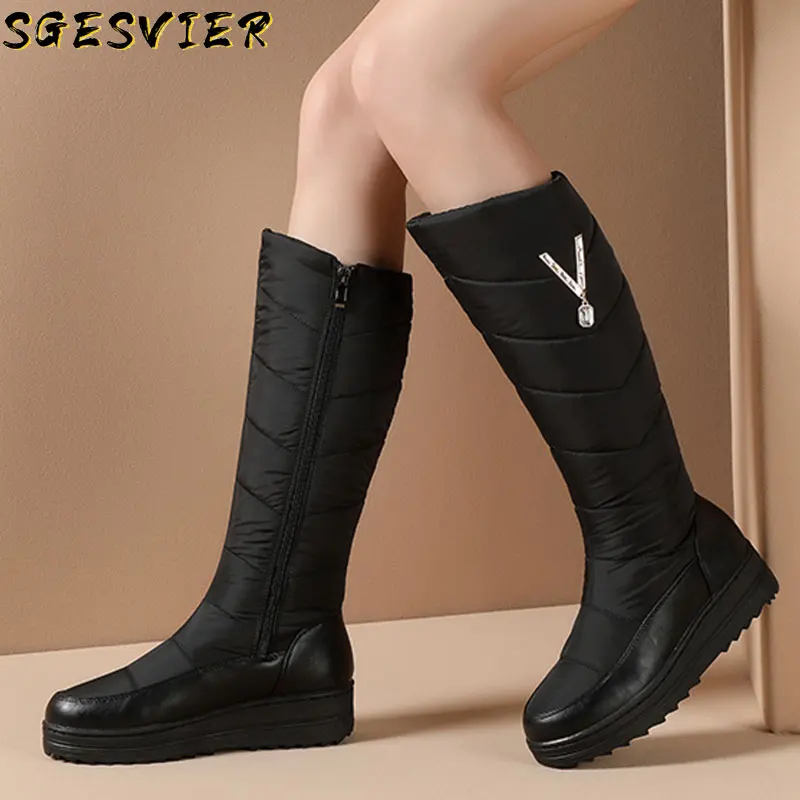 

Женские сапоги на плоской платформе sgesвье, Новое поступление 2020, зимние теплые сапоги для снежной погоды с кристаллами, на молнии, женские с...