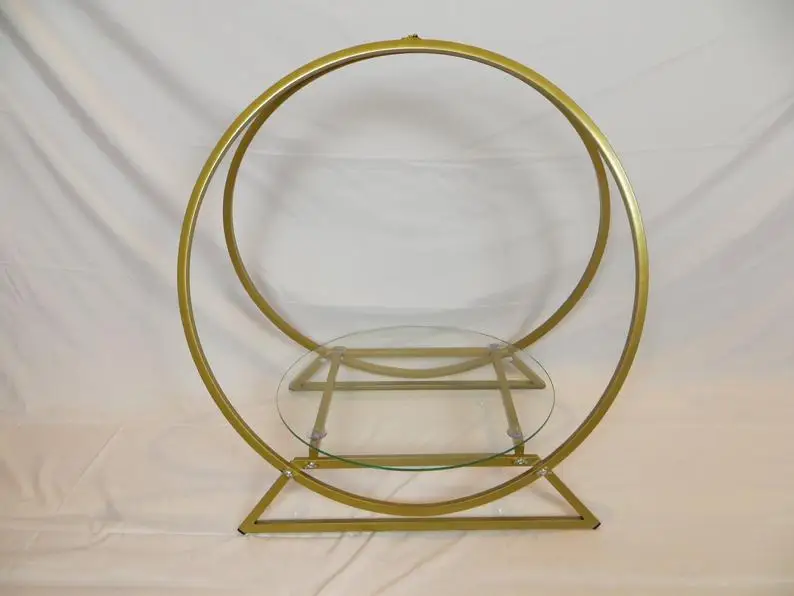 

Glass metal cake stand / wedding decor / wedding metal round stand / glass panel