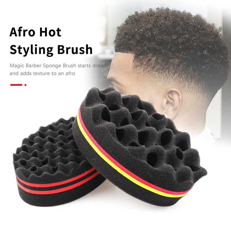 African Magic Barber Sponge Hair Brush For Black Man Hair Twist Sponge Double Sided Magic Hair Curl Weave Dreads Sponge Brush