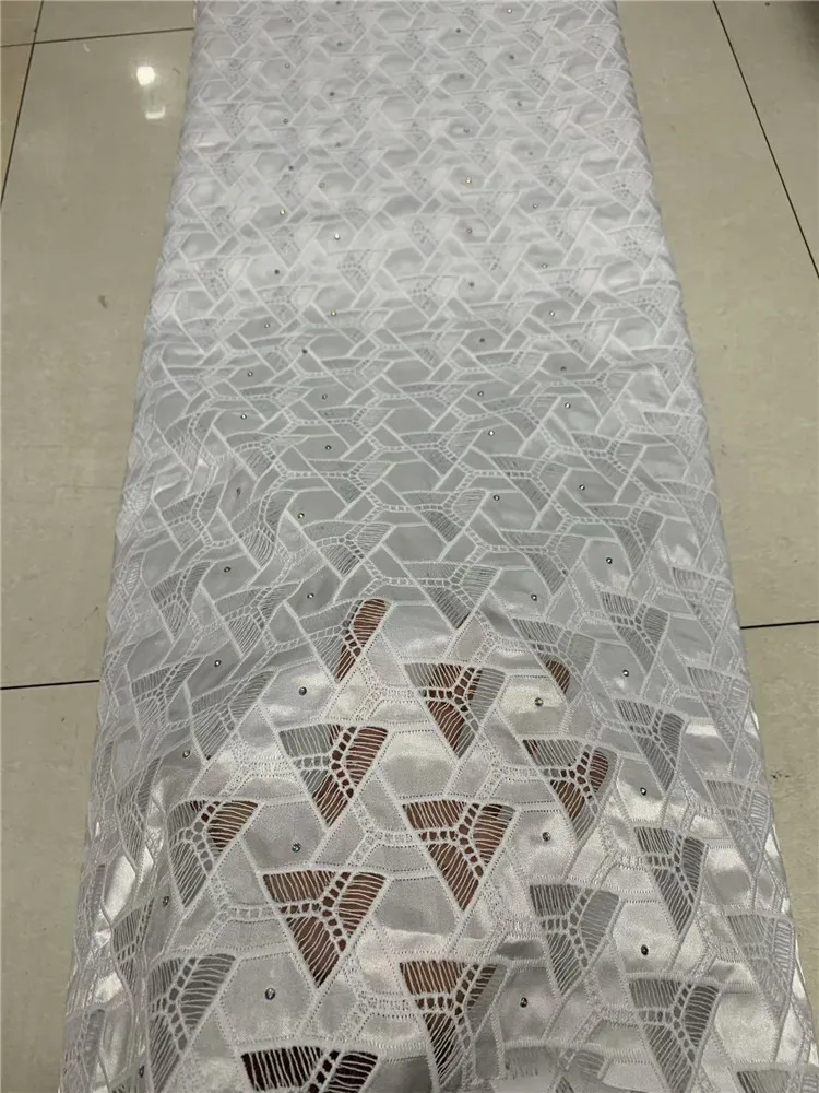 

Новый Белый африканский хлопковый шнур кружевная ткань вышивка камнями французский нигерийский гипюр кружевная ткань для свадьбы FW1115