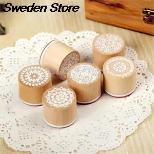 6 шт./компл. сделай сам винтажный цветочный узор в стиле ретро круглая деревянная