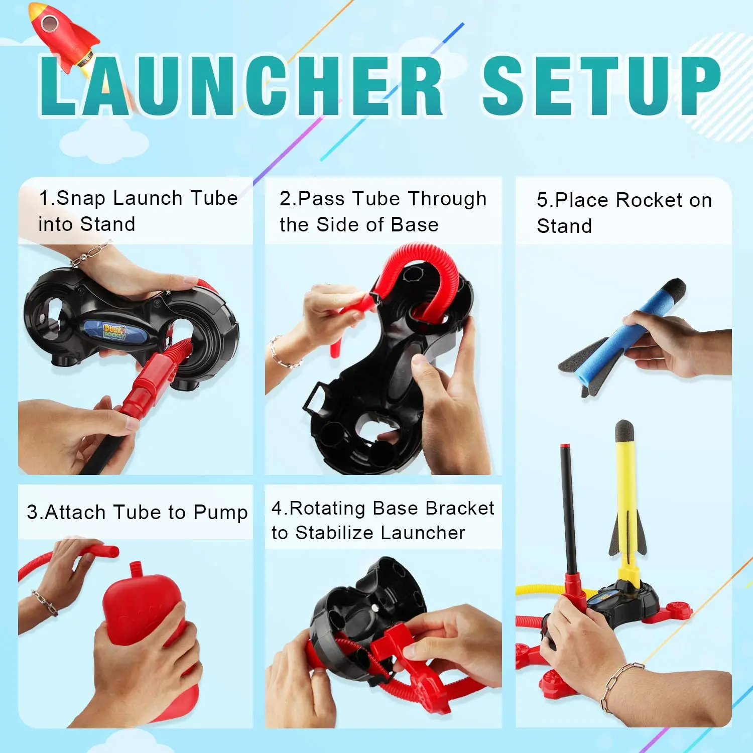 

Kid Air Pump Jump Stomp Blower Foam Gun Model Launch Launcher Rocket Pop Up Toy Sports Toys For Boys Kids Children Baby Girls