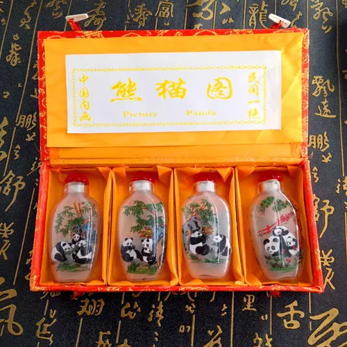 

Chinese glass snuff bottle inside hand painting -Panda