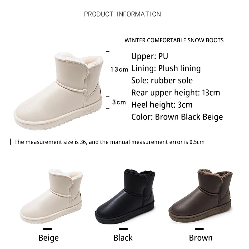 Ankle Boots For Women 2021 Fashion Waterproof Lady Winter Shoes Warm Plush Snow Boots Anti-Slip Fur Lined Bootie Outdoor Shoes images - 6