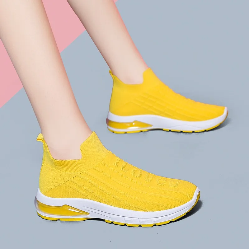 

2021 Women's Sneakers Knitting Breathable Slip On Women Sock Shoes Woman Vulcanized Shoes Casual Ladies Comfortable Walking Shoe