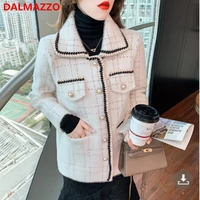 dalmazzo lady fashion mink cashmere knit cardigan coat 2021 autumn winter women single breasted loose pockets jacket coats