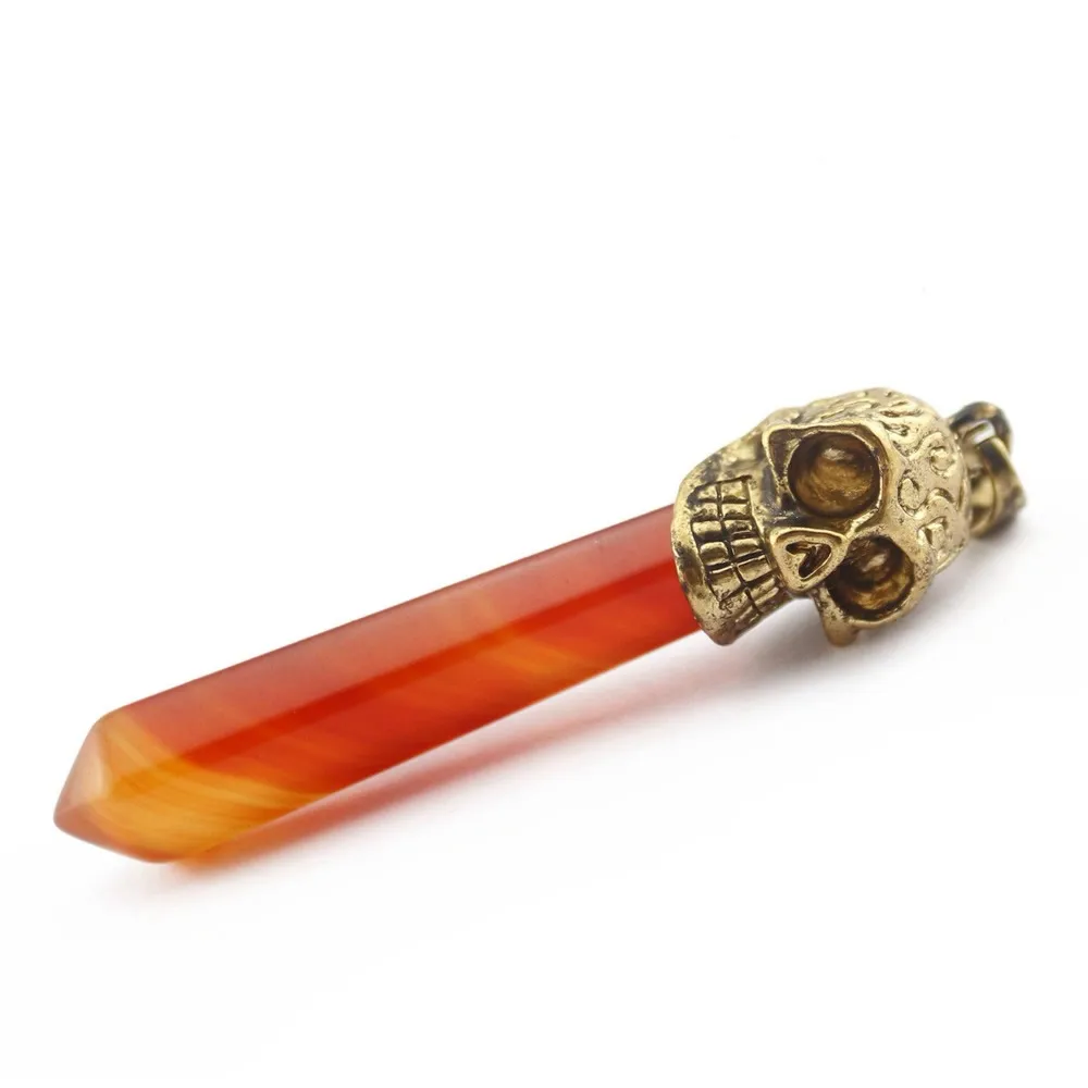 Кулон с шестигранной колонной из натурального кристалла кулон в виде черепа