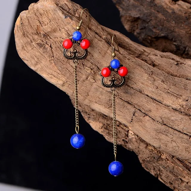 Оригинальные этнические длинные серьги в стиле ретро подходящие ко всему