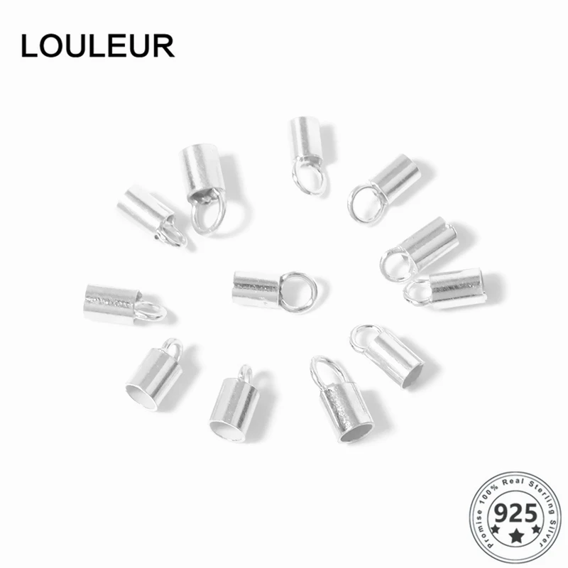 Louleur 5pcs/lot 925 Sterling Silver Tassel Leather Cord End Crimp Cap Beads Caps End Tip Caps For DIY Jewelry Making Supplies