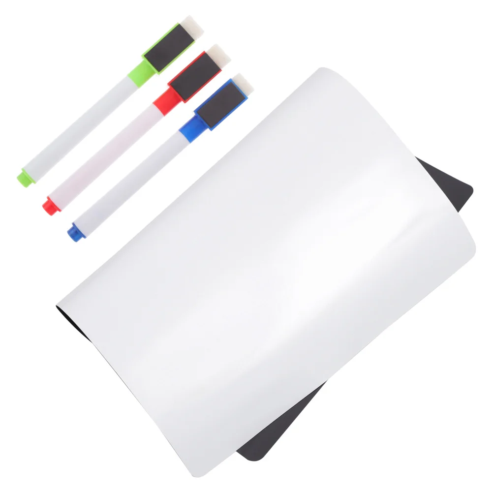 

1 Set of Writing Board Rewritable Fridge Sticker with Whiteboard Markers (White)