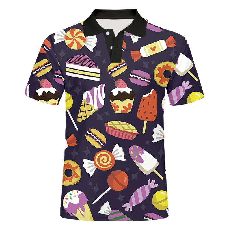 Рубашка-поло IFPD мужская с 3D-принтом, модная уличная одежда в стиле Харадзюку, с мороженым, поло, европейский размер, лето