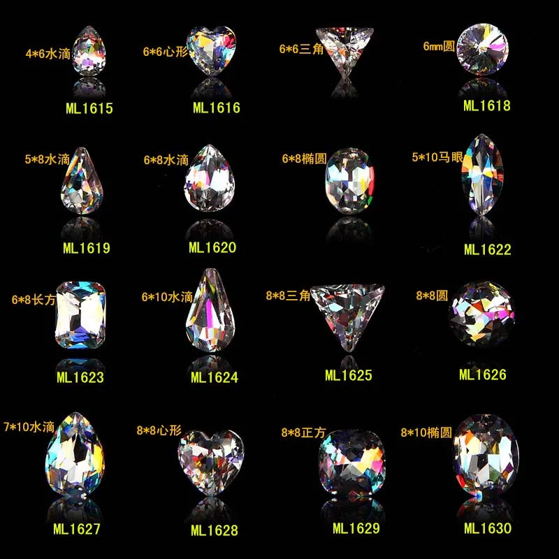 

AB Glass beads Transparent Rhinestone 100 pcs K9 Clear AB Faceted Jewels stones Transparent Rhinestone DIY Nail Art Decoration