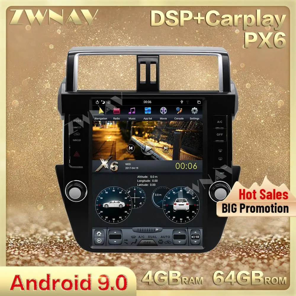 Автомобильный мультимедийный плеер tesla style с вертикальным экраном Android 9 0 для Toyota