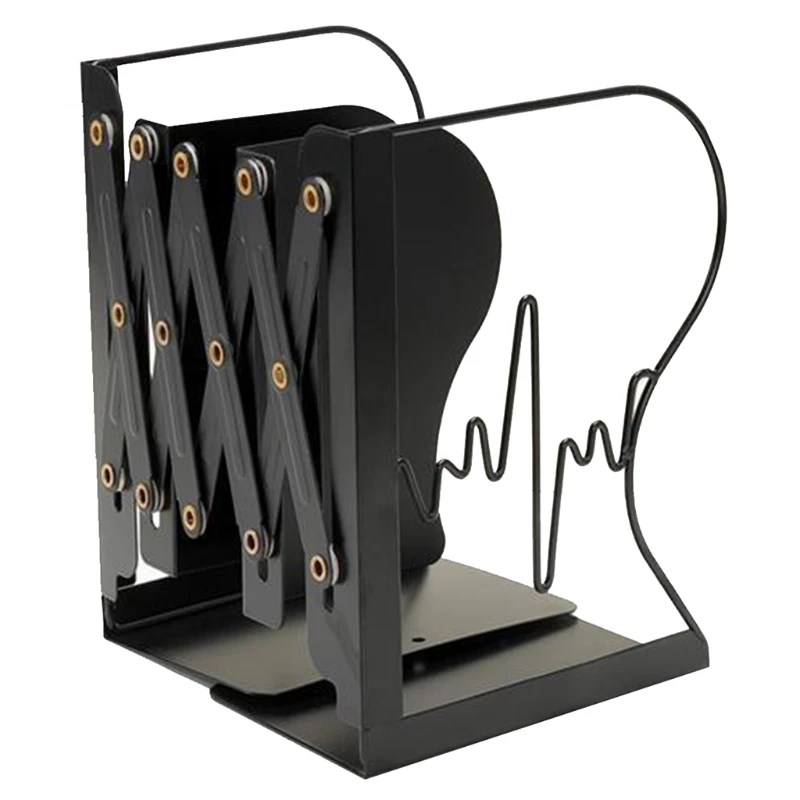 

1 Pc Stylish Bookends Premium Metal Anti-slip Book Holder Heart Beating Patterned Design Bookends Maganzines Organizes