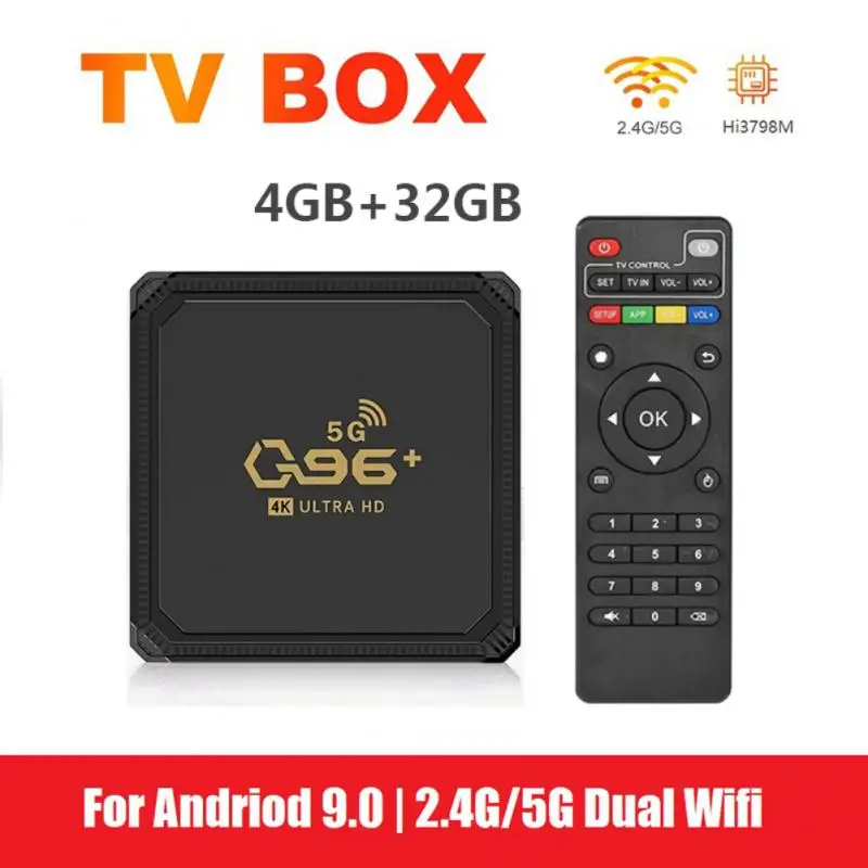 

Приставка Смарт-ТВ Q96 Home, Android 9,0, 4 + 32/2,4 ГГц, Wi-Fi, HDR, HDMI