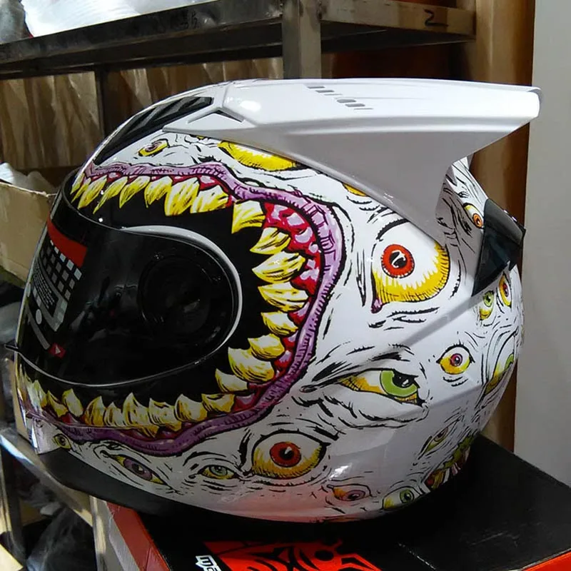 Классные профессиональные гоночные Стильные черные шлемы с большими глазами на