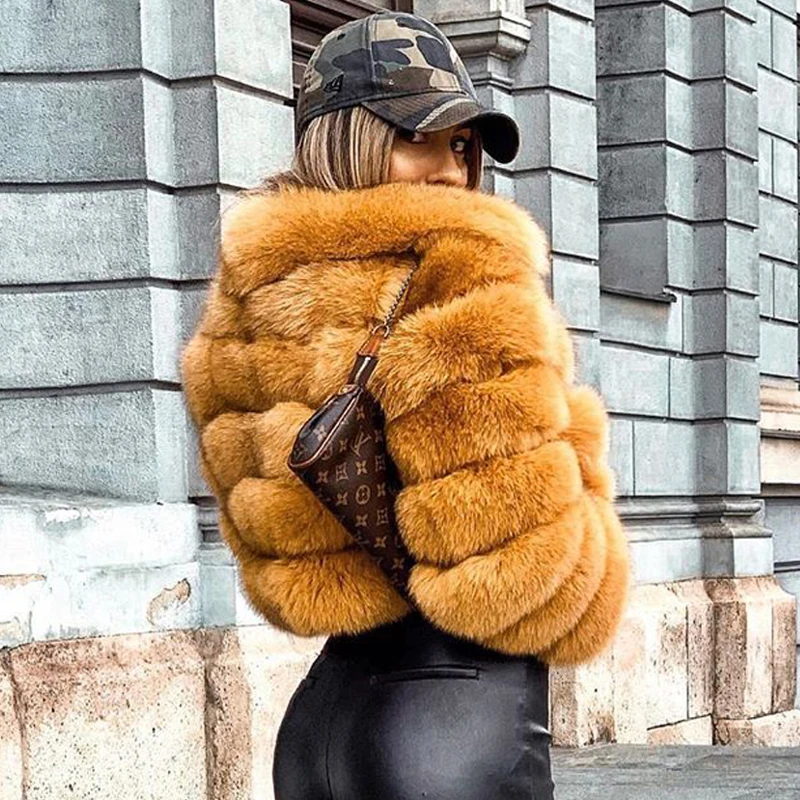 BFFUR Short Real Fox Fur Coats Women 2022 Winter Fashion Natural Whole Skin Genuine Fox Fur Jackets With Fur Collar Overcoats