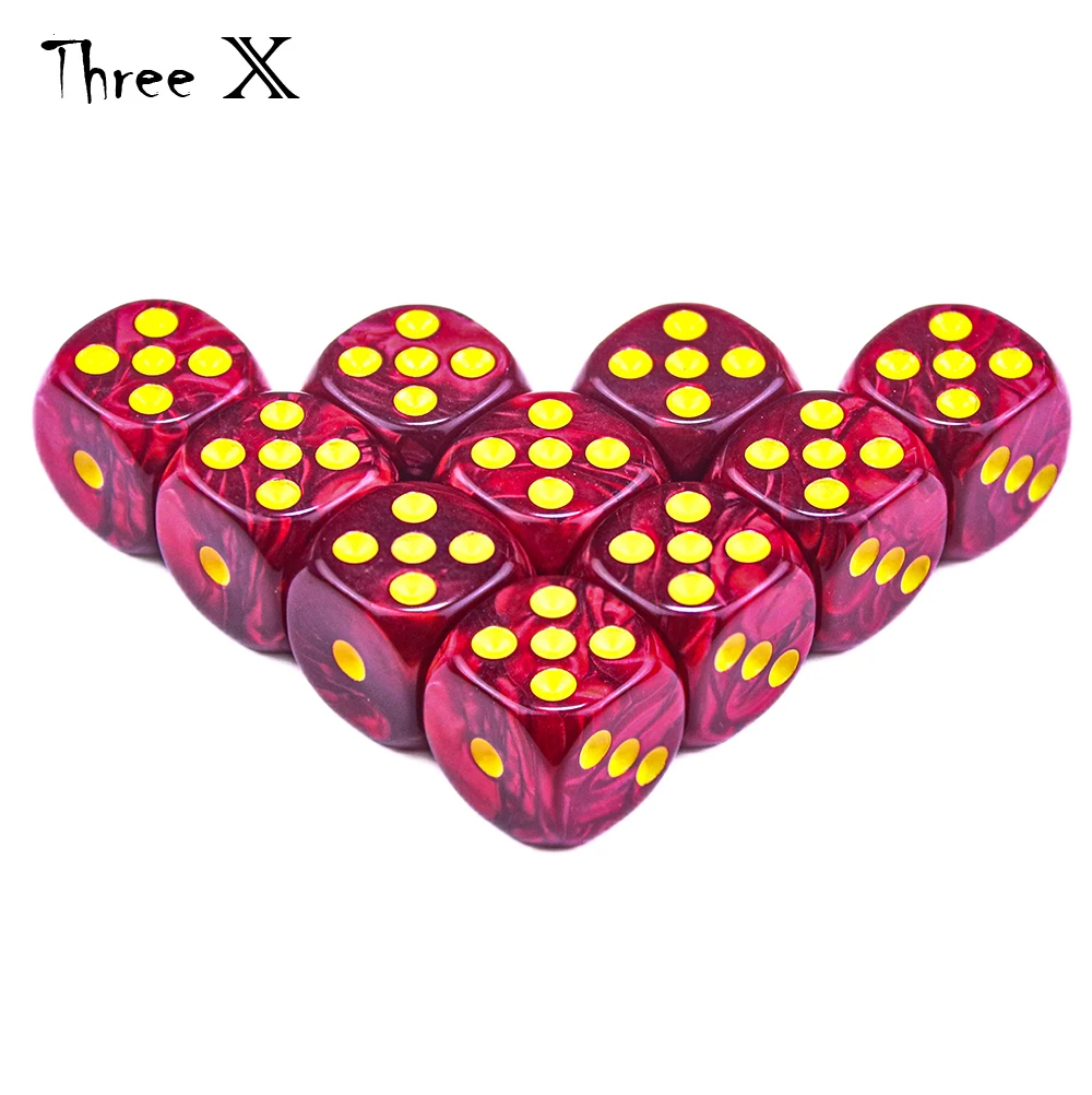 10 Pieces 6 Sided Game Dice Set Pearl Colors Rounded Edges KIds Favor |