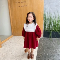 kids girls dress navy collar cotton 2021 spring autumn fashion baby littletoddler girl cute long sleeve princess dresses childre