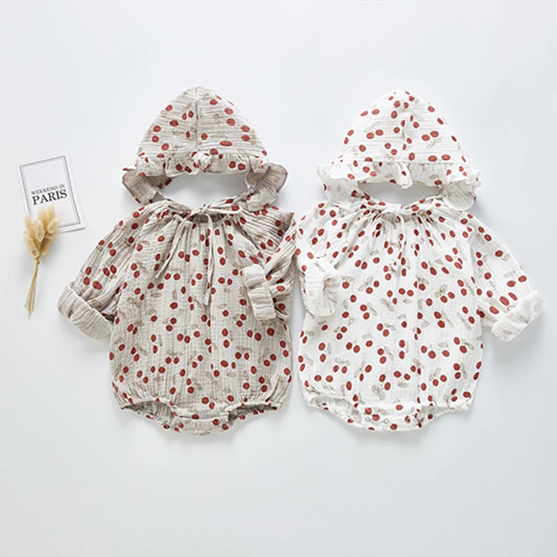 Вишня симпатичная одежда комбинезоны для девочек модные милые 2020 новорожденных