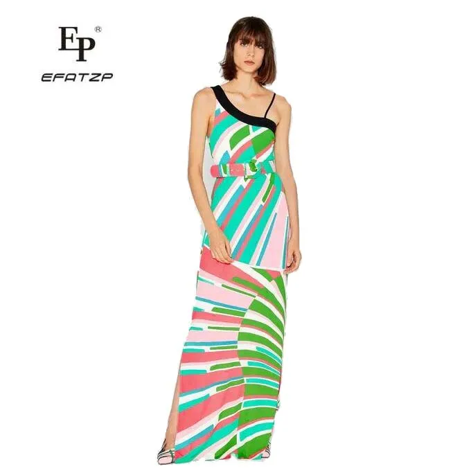 [EFATPZ] сексуальное эластичное трикотажное облегающее платье с косыми плечами для