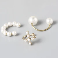 3pcssets minimalist pearl ear cuff pearls cross clip earrings without piercing elegant earcuff women clips jewelry
