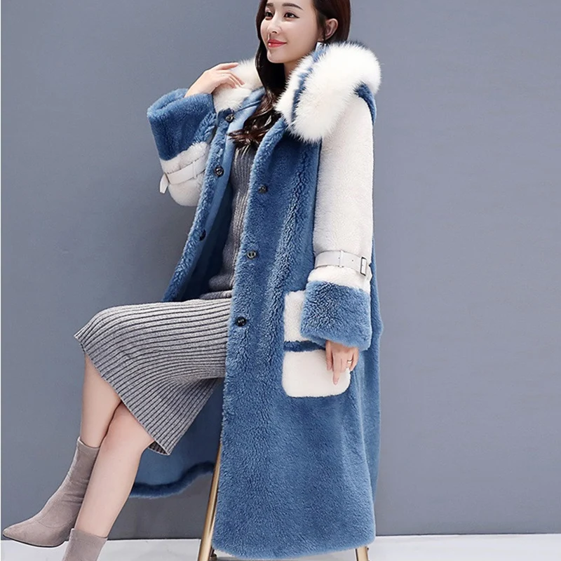 Новинка 2019 женская элегантная Длинная шерстяная верхняя одежда Женское