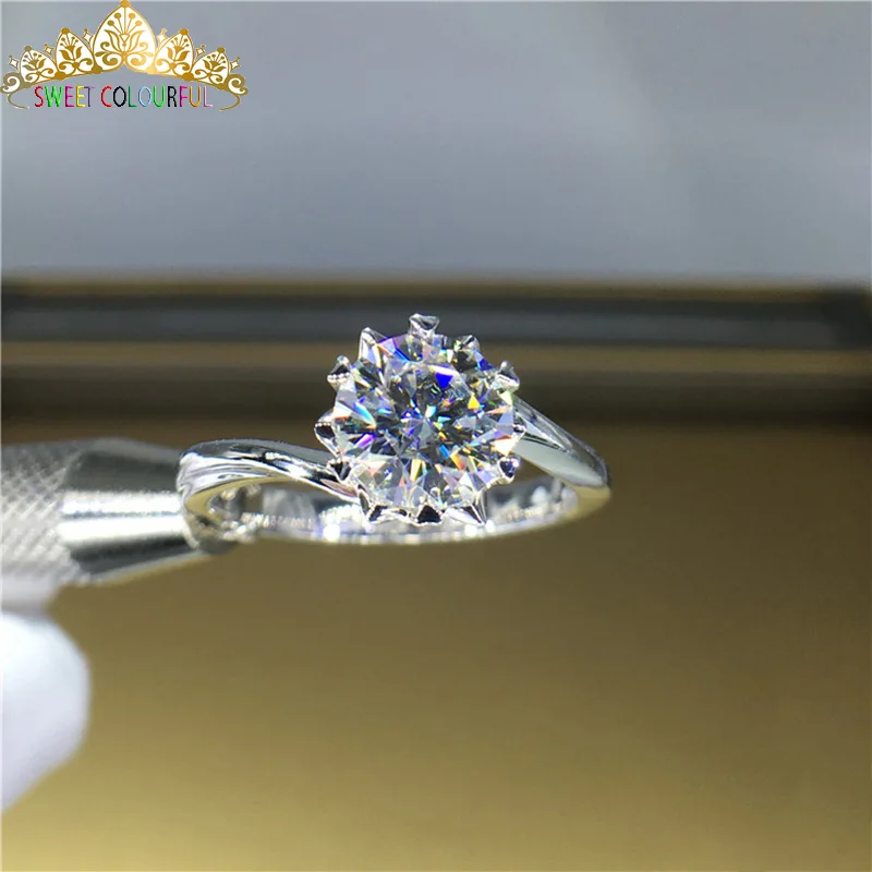 Свадебное кольцо с бриллиантом из 100% моиссанита 18K 750 белое золото D Цвет VVS MO
