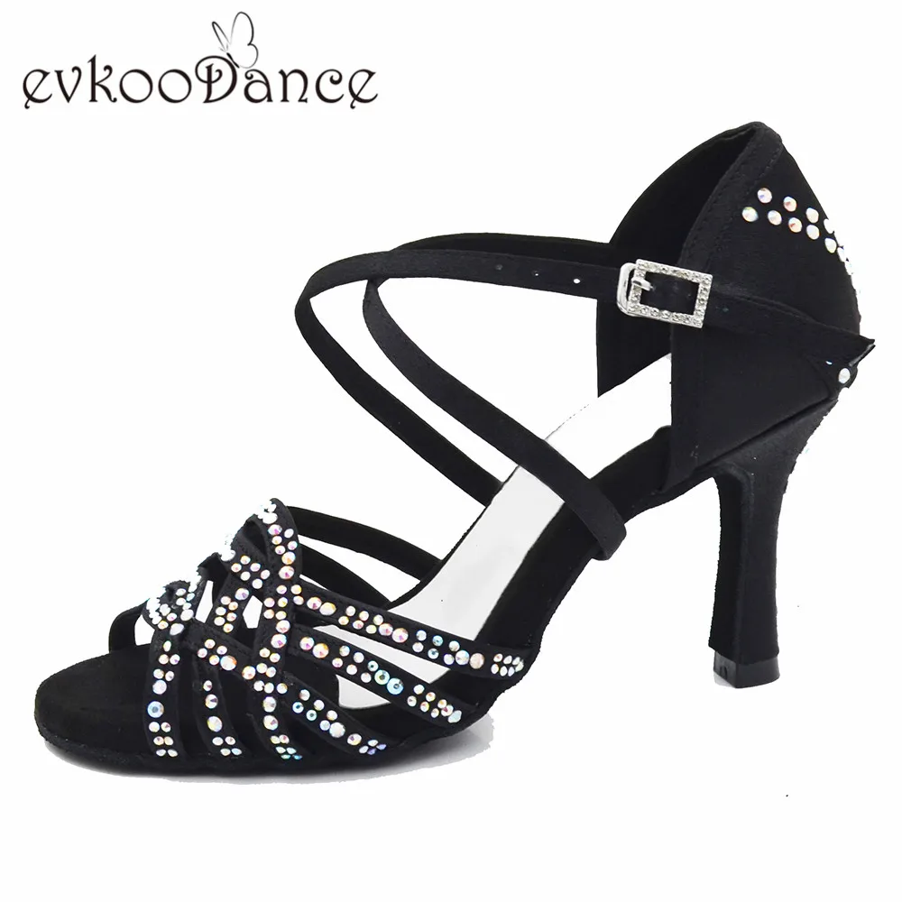 Evkoo dance Zapatos De Baile Professional; черные женские танцевальные туфли; обувь для сальсы на высоком каблуке; обувь для латинских бальных танцев для женщин; Evkoo-551