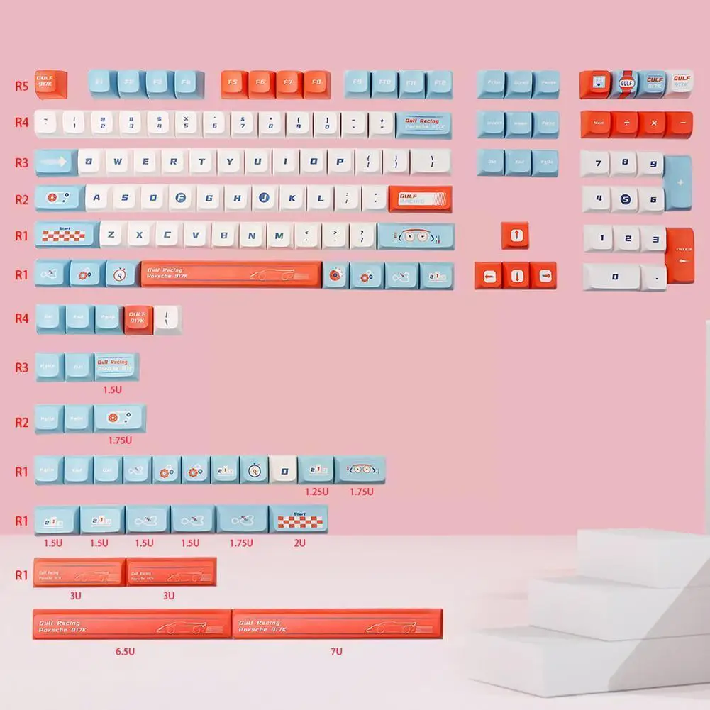 

140 Key Racing Keycap KDA Profile Dye Sub Keycaps DIY Keyboard For MX Switch Mechanical Keyboard B3U9