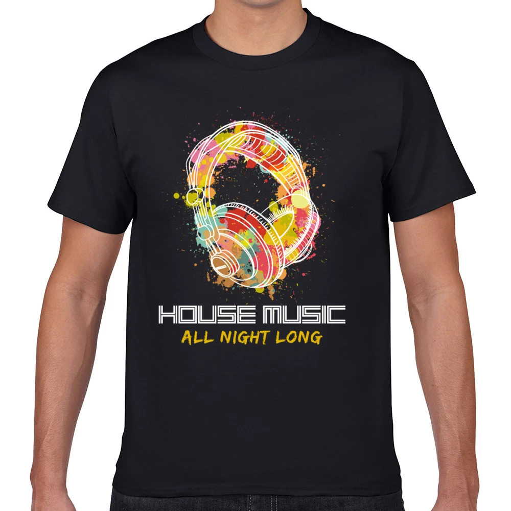 

Tops T Shirt Men house music headphones dj Summer Harajuku Geek Custom Male Tshirt fa001