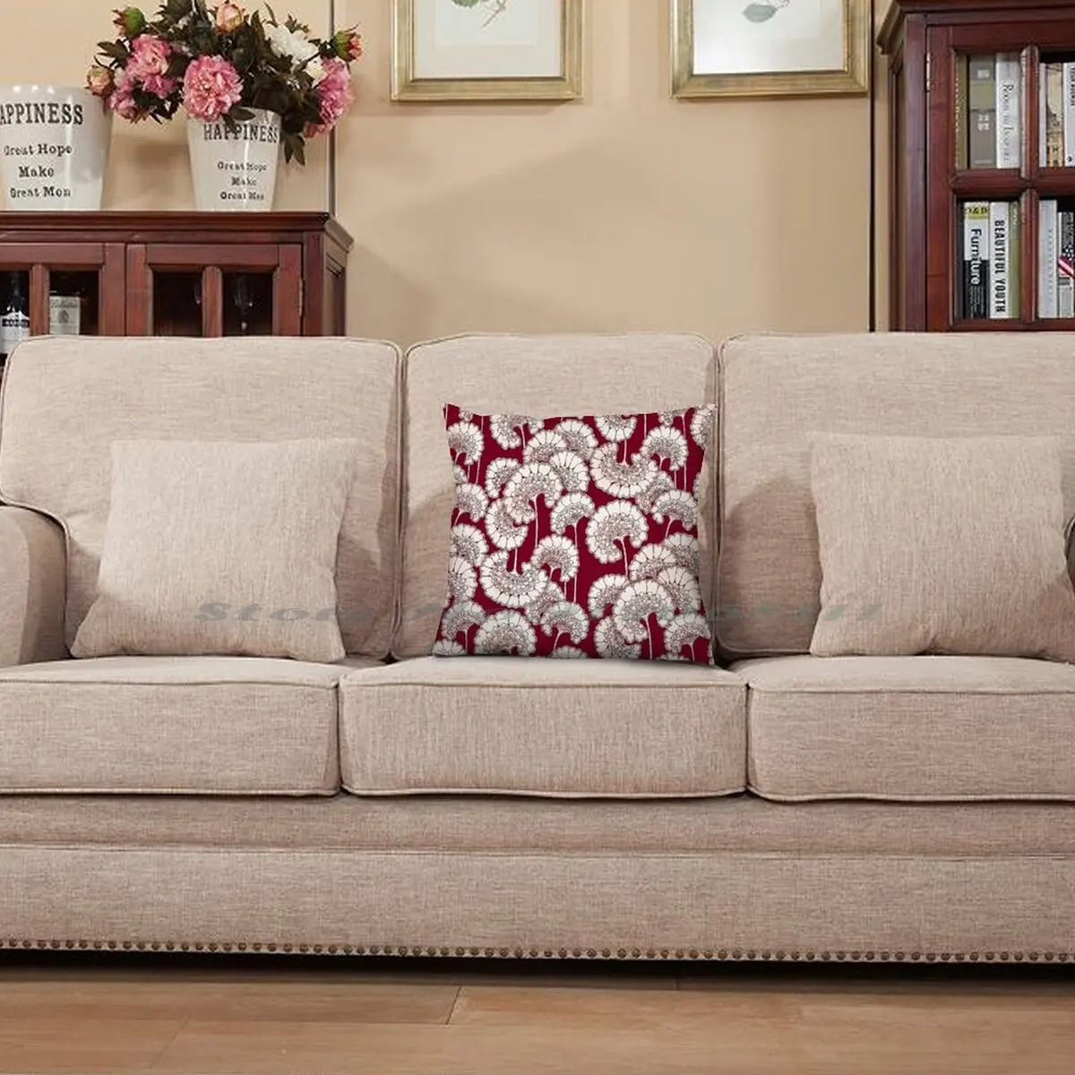 Чехол для подушки из хлопка и льна с принтом |