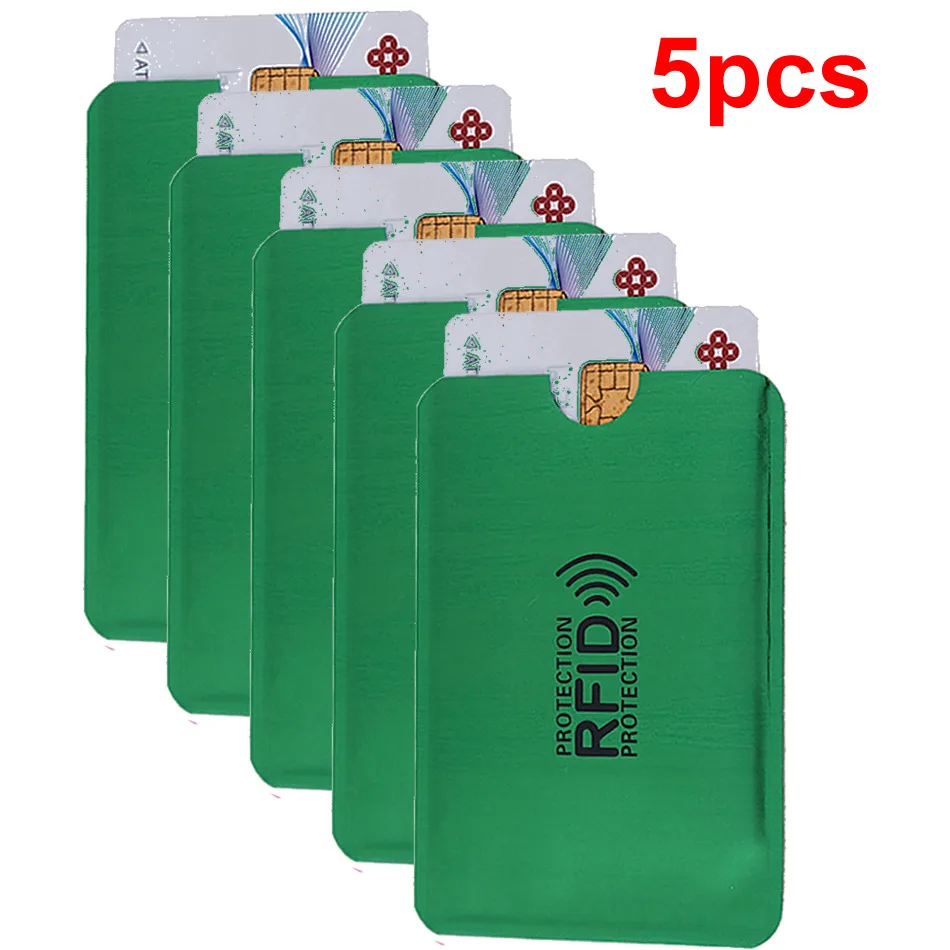 Серебряный лазерный алюминиевый Анти Rfid кошелек Блокировка ридер замок банк держатель для карт ID банковский чехол для карт бизнес защита металлический кредитный - Цвет: 5pcs