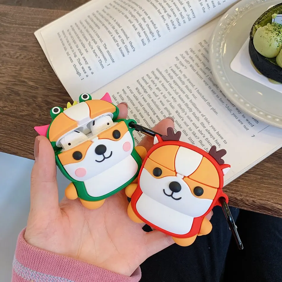 Милый 3D чехол для наушников для Airpods 2, чехол с изображением аниме, Детские Силиконовые Наушники с изображением утки, Защитная крышка для Apple Airpods 1, чехол для Earpods