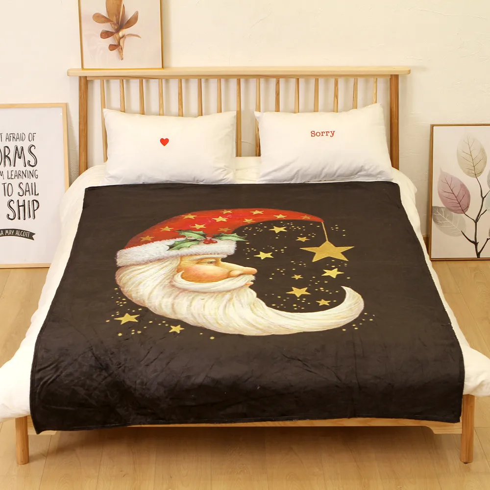 OUNEED Christmas Blanket Flannel Fabric Sofa Bed Blanket 150x200CM Office Children Towel Portable Car Travel Cover Blanket#45