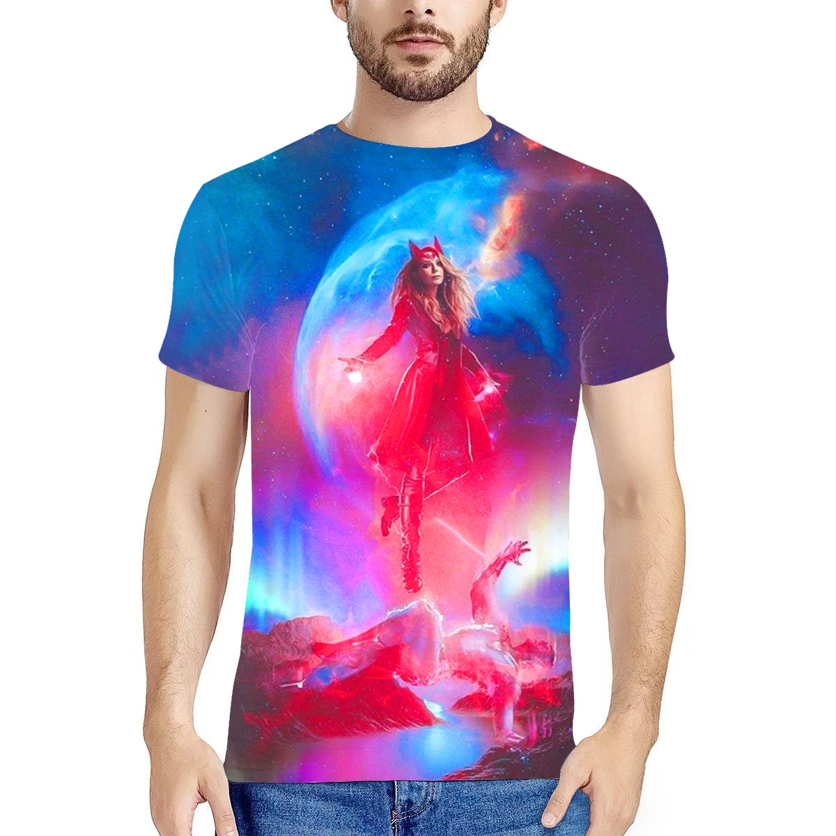 

2021 Summer Men And Women Tide Comfort Cool Super hero 3d Printed Short Sleeve T-shirt Hip Hop Youth Loose The witch Top