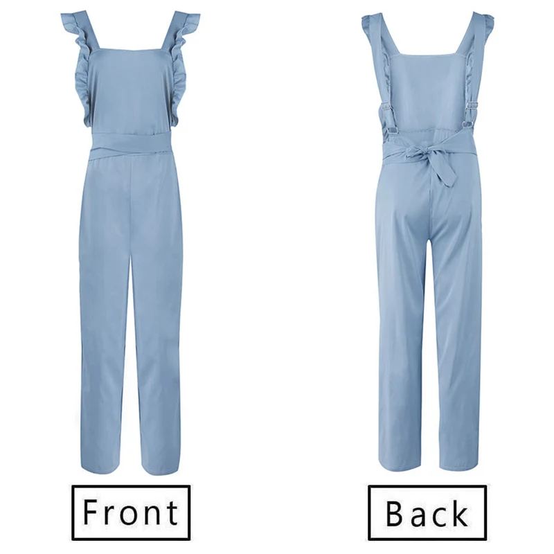

PADEGAO 2020 Summer Women Casual Sleeveless Square Collar Jumpsuits Fashion Backless Overalls Wide Leg Loose Long Pants PDG514